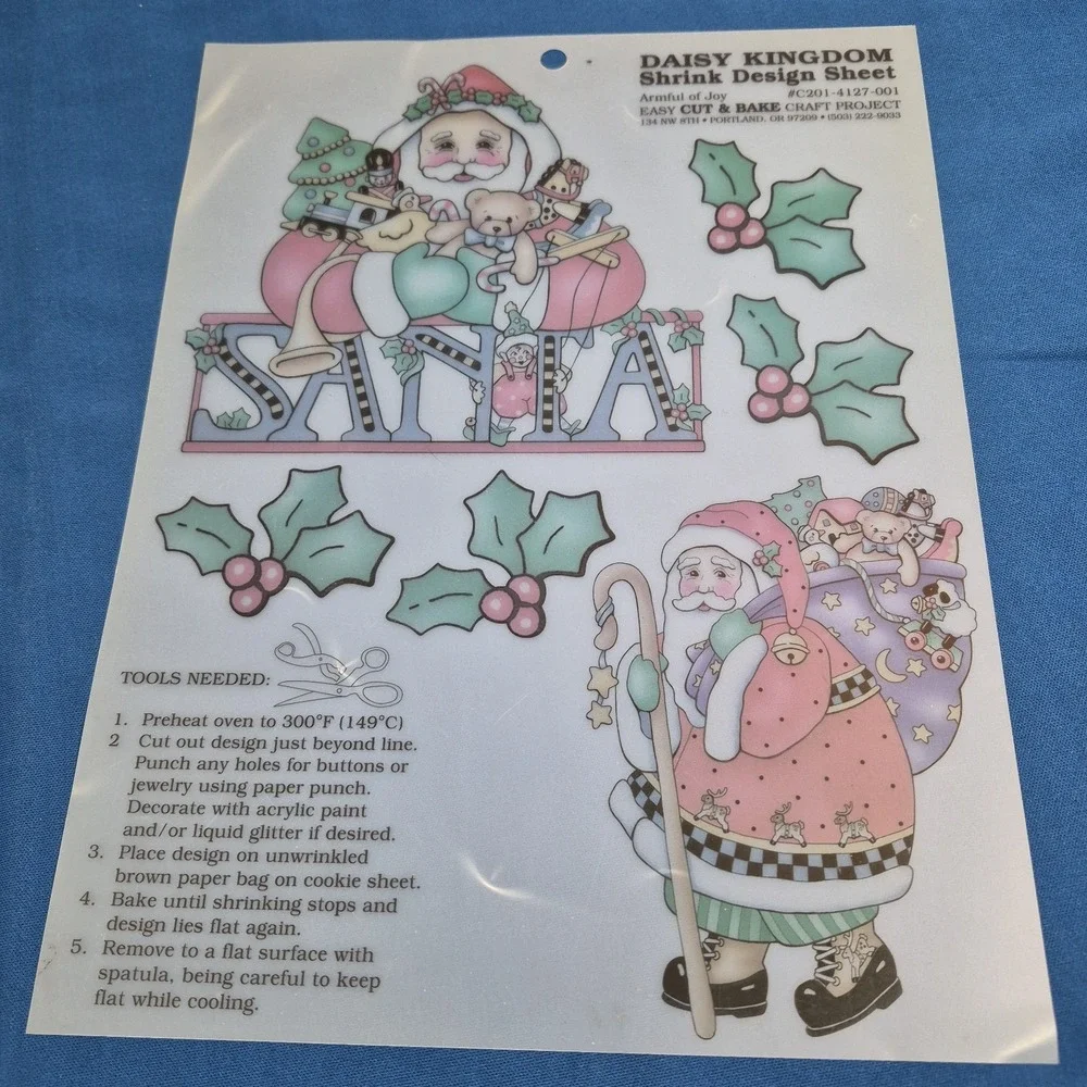 Lot 7 Sheets Daisy Kingdom Shrink Designs Cats Bears Bunnies Halloween Christmas